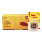 Baby Brand Saffron 1 gm Box/Carton + Blister Pack showing the Front face.