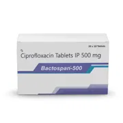 Bactospan 500 Mg Tablet Box/Carton showing the Front face.