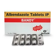Bandy Tablet Box/Carton + Blister Pack showing the Front face.