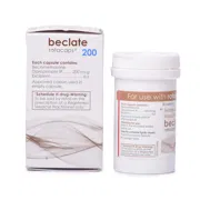 Beclate Rotacaps 200 Mcg Box/Carton + Tube showing the Front face.