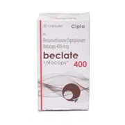 Beclate Rotacaps 400 Mcg Box/Carton showing the Front face.