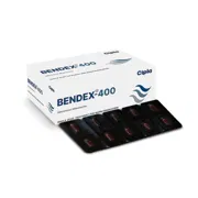 Bendex 400 Tablet Box/Carton + Blister Pack showing the Front face.