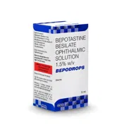 Bepodrops 1.5% 5 ml Box/Carton showing the Front face.