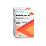 Besivance 0.6% 5 ml Box/Carton showing the Front face.