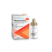 Besivance 0.6% 5 ml Box/Carton + Eye Drops Bottle showing the Front face.