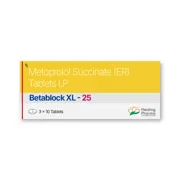 Betablock XL 25 Tablet Box/Carton showing the Front face.