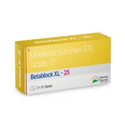 Betablock XL 25 Tablet Box/Carton showing the Front face.