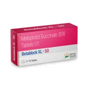 Betablock XL 50 Tablet Box/Carton showing the Front face.