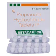 Betacap 20 Tablet Box/Carton + Blister Pack showing the Front face.