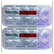 Betacap 20 Tablet Blister Pack showing the Front face.