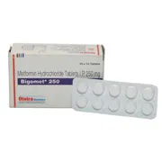 Bigomet 250 Mg Box/Carton + Blister Pack showing the Front face.