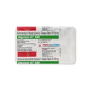 Bigomet 500 Mg Tablet SR Blister Pack showing the Front face.