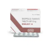 Biselect 10 Tablet Box/Carton + Blister Pack showing the Front face.