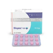 Bispec 10 Mg Tablet Box/Carton + Blister Pack showing the Front face.