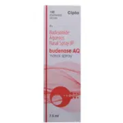 Budenase AQ 100 Mcg Nasal Spray Box/Carton showing the Front face.