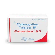 Caberdost 0.5 Mg Tablet Box/Carton + Blister Pack showing the Front face.