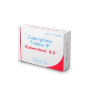 Caberdost 0.5 Mg Tablet Box/Carton + Blister Pack showing the Front face.