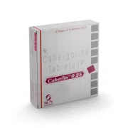 Caberlin 0.25 Mg Tablets Box/Carton + Blister Pack showing the Front face.