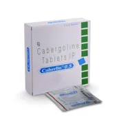 Caberlin 0.5 Mg Box/Carton + Blister Pack showing the Front face.
