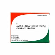 Campicilin 250 Mg Box/Carton showing the Front face.