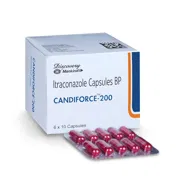 Candiforce 200 Capsule Box/Carton + Blister Pack showing the Front face.