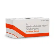 Cardipin Retard 20 Mg Tablet Box/Carton showing the Front face.