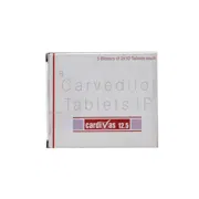 Cardivas 12.5 Mg Box/Carton + Blister Pack showing the Front face.