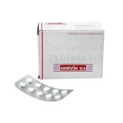 Cardivas 12.5 Mg Box/Carton + Blister Pack showing the Front face.