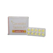 Cardivas 25 Mg Box/Carton + Blister Pack showing the Front face.