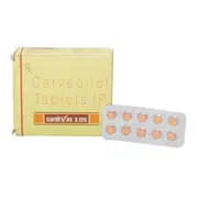 Cardivas 3.125 Mg Box/Carton + Blister Pack showing the Front face.
