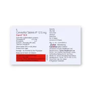 Carvil 12.5 Tablet Box/Carton showing the Back face.