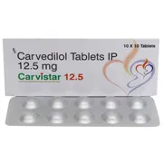 Carvistar 12.5 Tablet Box/Carton + Blister Pack showing the Front face.