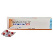 Caverta 50 Mg Box/Carton + Blister Pack showing the Front face.