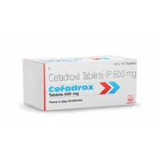 Cefadrox 500 Mg Tablet Box/Carton showing the Front face.
