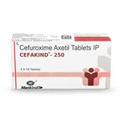 Cefakind 250 Tablet Box/Carton showing the Front face.