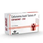Cefakind 250 Tablet Box/Carton showing the Front face.