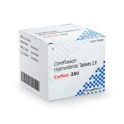 Ceflox 250 Mg Tablet Box/Carton showing the Front face.