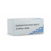 Ceflox 500 Mg Tablet Box/Carton showing the Front face.