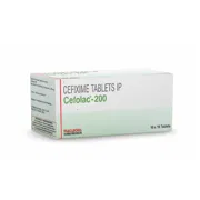 Cefolac 200 Tablet Box/Carton showing the Front face.