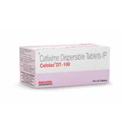 Cefolac DT-100 Tablet Box/Carton showing the Front face.
