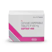 Ceftas 400 Tablet DT Box/Carton showing the Front face.