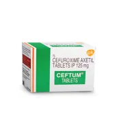 Ceftum 125 Mg Tablet Box/Carton showing the Front face.