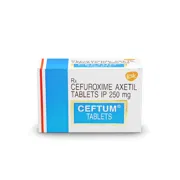 Ceftum 250 Mg Tablet Box/Carton showing the Front face.