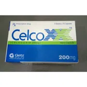 Celcox 200 Mg Capsule Box/Carton showing the Front face.