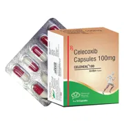 Celeheal 100 Capsule Box/Carton + Blister Pack showing the Front face.