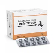 Cenforce 200 Mg Box/Carton + Blister Pack showing the Front face.