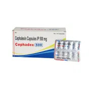 Cephadex 500 Mg Box/Carton + Blister Pack showing the Front face.