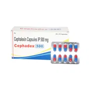 Cephadex 500 Mg Box/Carton + Blister Pack showing the Front face.