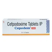 Cepodem 200 Mg Tablet Box/Carton showing the Front face.