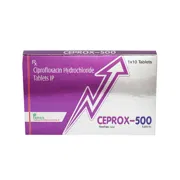 Ceprox 500 Mg Box/Carton showing the Front face.